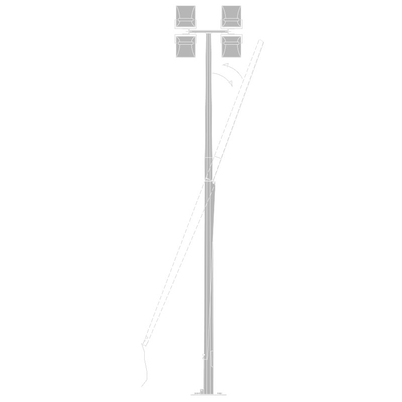 Mid-hinged steel light pole