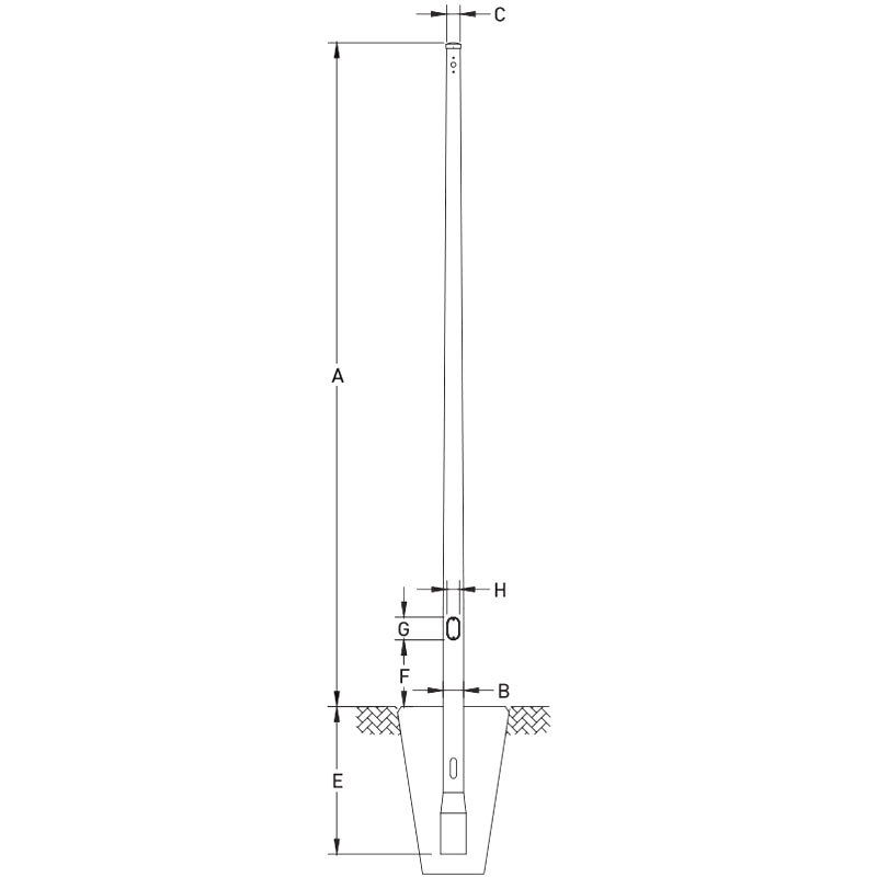 10ft-40ft Aluminum Conical Light Pole With Top Cover, Planted Mounting