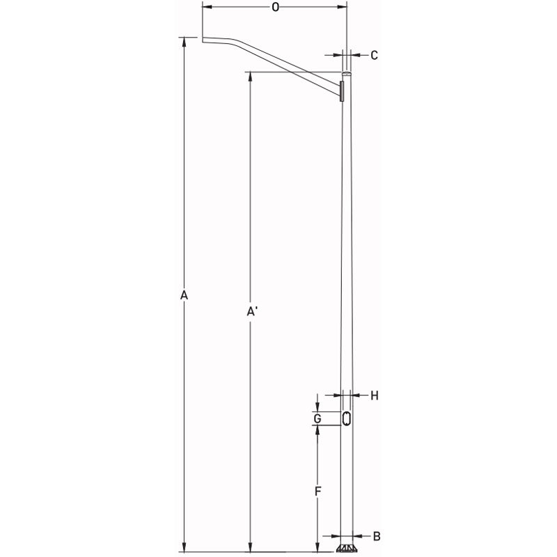 20ft-40ft Aluminum Conical Light Pole, Base Flange Mounting
