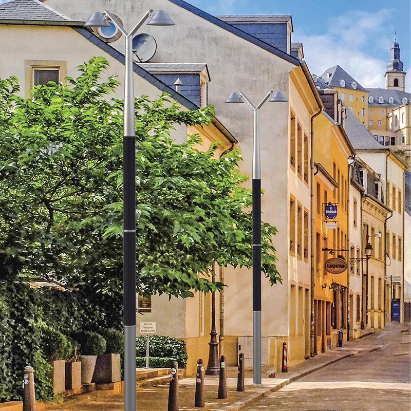 BOSA Flexible HJT Double lamp head Aluminum Solar Light Pole