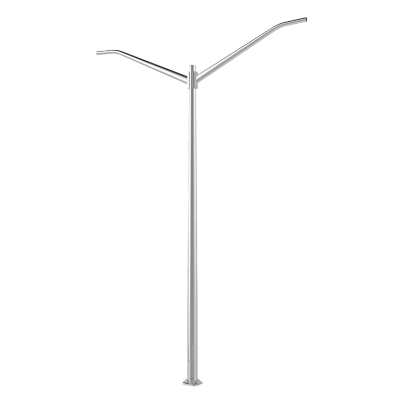 20ft-40ft Aluminum Conical Light Pole Duo Arms, Base Flange Mounting